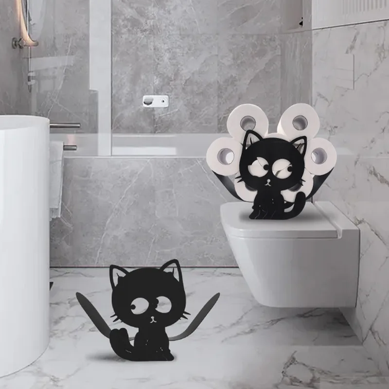 

Toilet Roll Holder Free Standing Cute Cat Dog Animal Nordic Iron Paper Rack Creative Bathroom Accessories Storage Home Decor