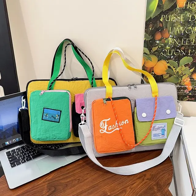 Sac de rangement pour ordinateur portable coloré et mignon, 14/15.6/16 pouces, sac messager portable pour étudiants, sac de rangement pour Ipad, étui pour Macbook Air 1