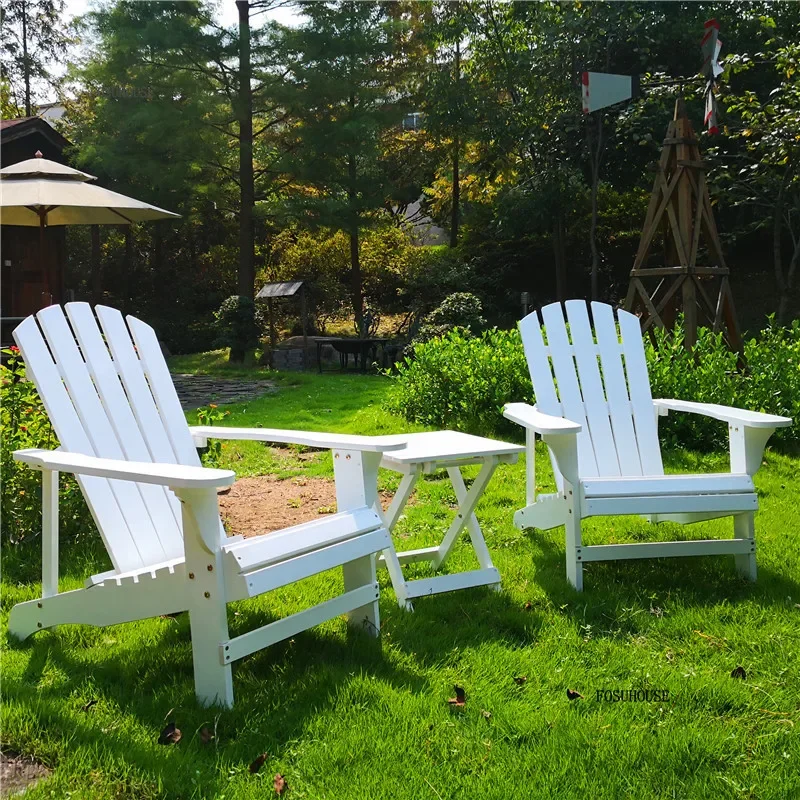American Outdoor Table and Chair Set Outdoor Courtyard Sofa Leisure Chair Simple Solid Wood Back Balcony Garden Furniture Set