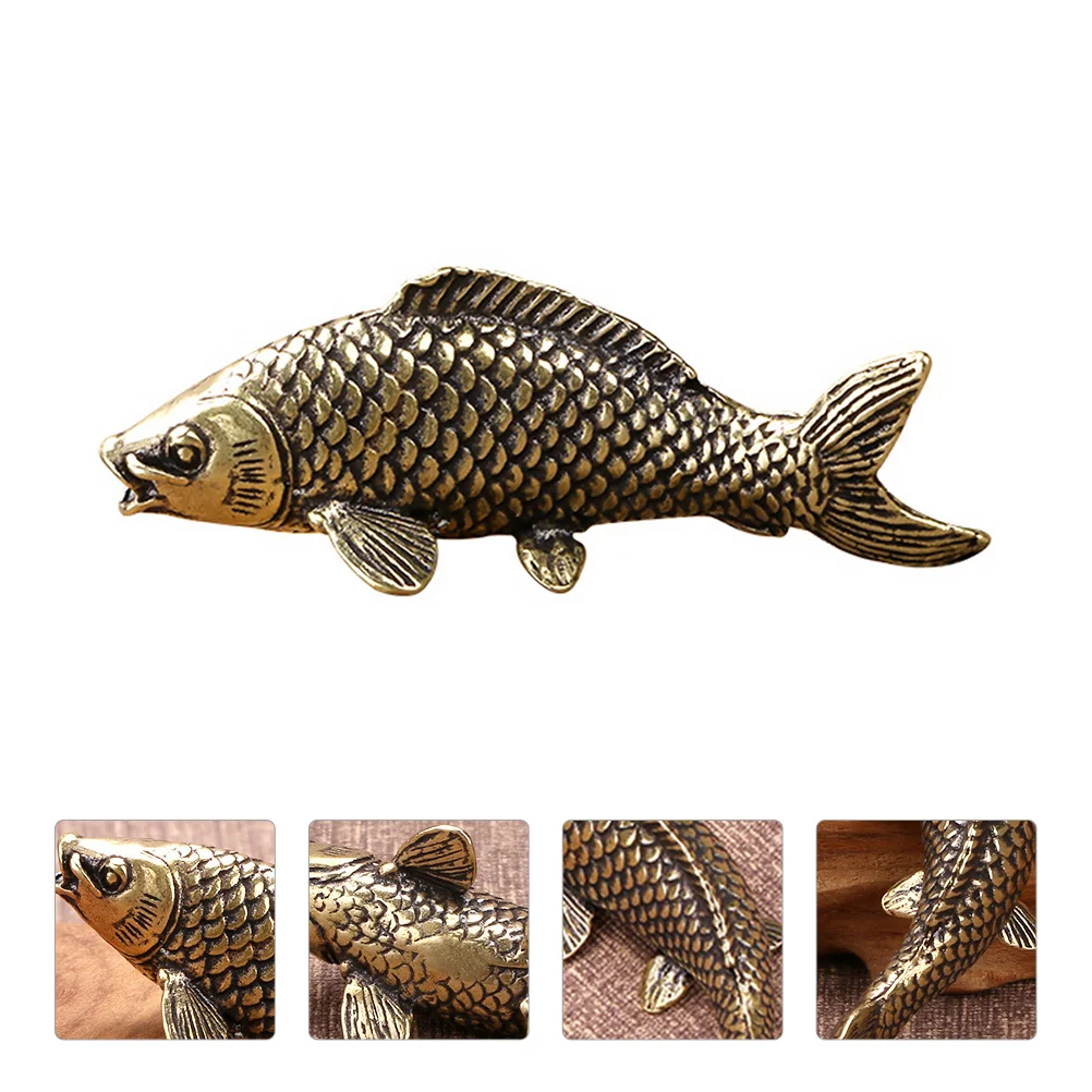 

Carp Ornaments Shape Decoration Metal Copper Adornment Simulated Home Gifts for Stocking Stuffers