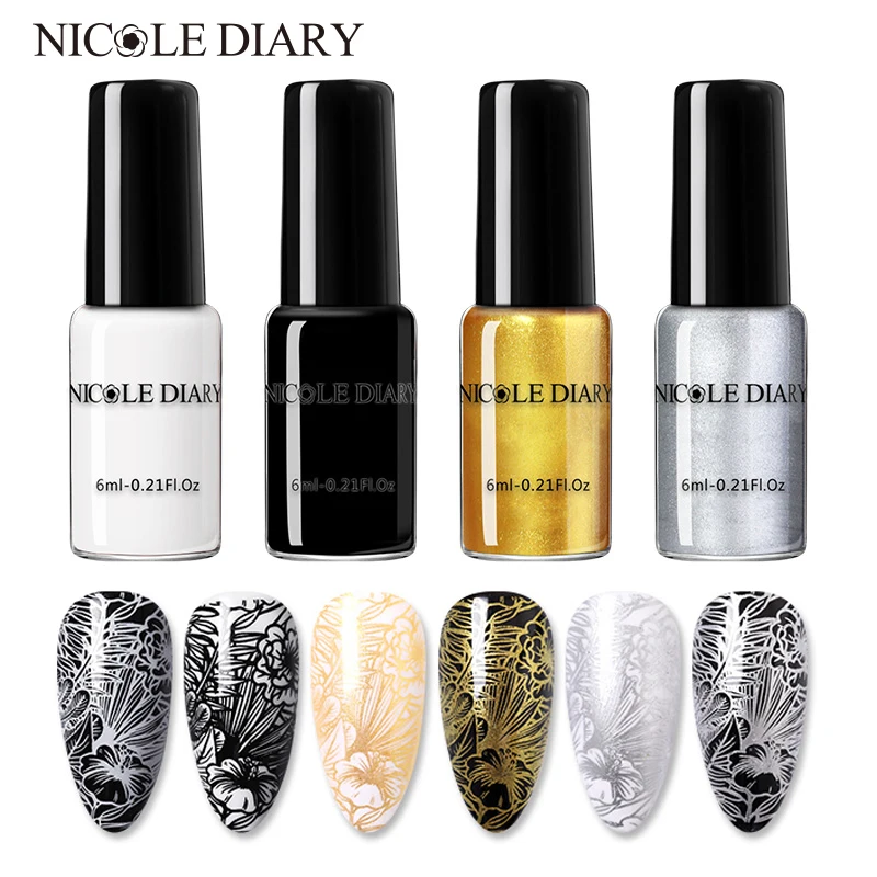 Nail Polish 6ml Stamping Nail Polish Black White Nail Art Printing Varnish