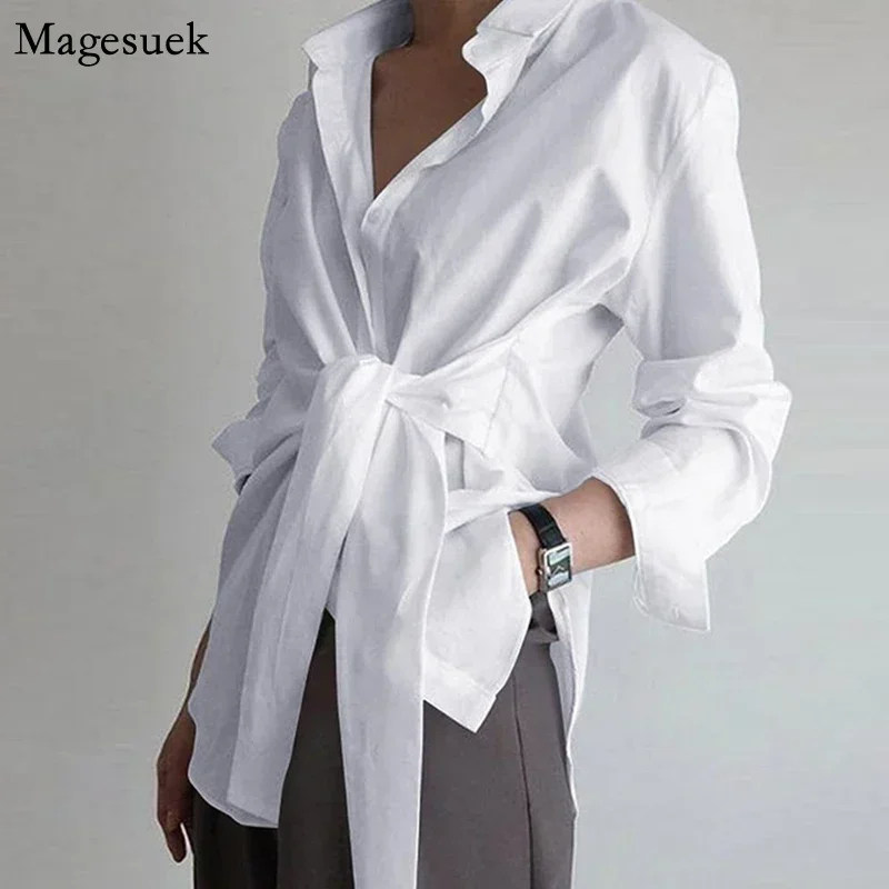 Women Cotton Long Sleeve Office Blouse