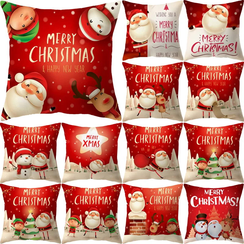 

Merry Christmas Elk Pillowcase Santa Claus 45x45 Cushion Cover Alphabet 2023 Xmas Pillow Cover Sofa Bed Home Decor Bedroom B0227