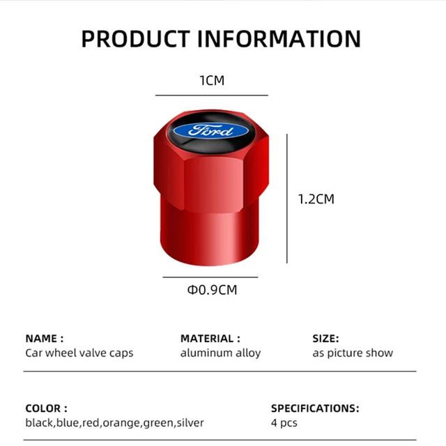 4PCS Metal Wheel Tire Valve Caps Stem Case For Ford Fiesta EcoSport ESCORT focus 1 focus 3 focus 2 Car Styling 2