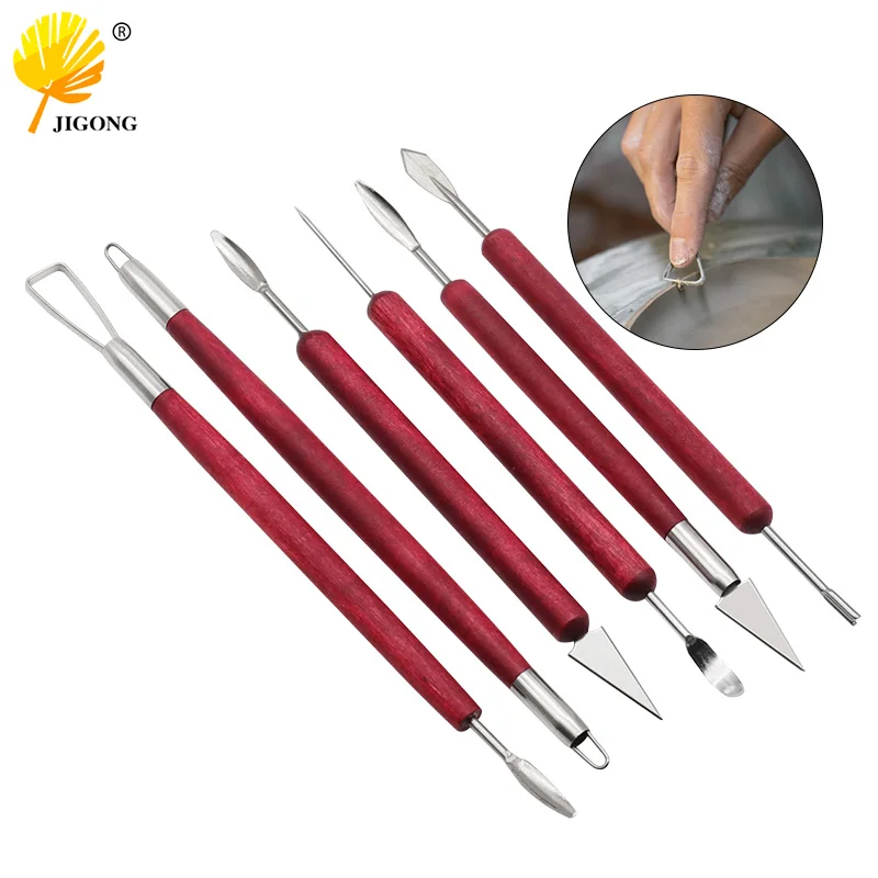 6Pcs DIY Clay Sculpting Tools Kit Wax Pottery Ceramics Carving Tool Art Craft Clay Modeling Sculpture Carving Knife Set