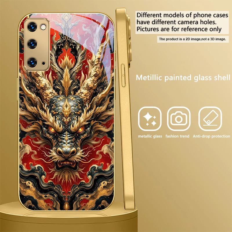 Majestic Golden Eastern Dragon Glass Phone Case