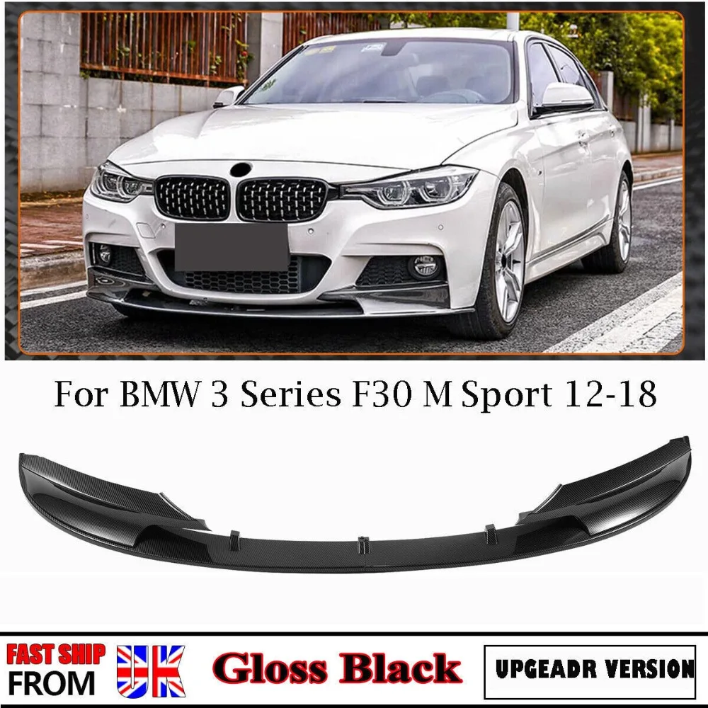 Per Bmw F30 F31 3 Series M Style Front Lip Spoiler Splitter Nero Lucido 12-2018