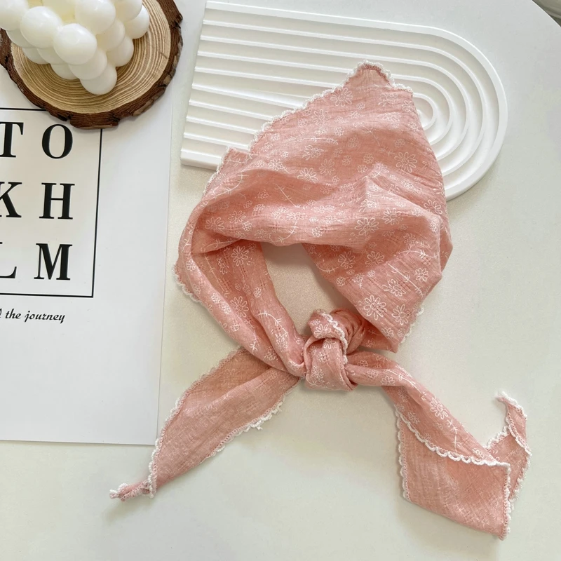 Print Flower Neck Scarf Shawl Summer Triangle Hair Head Wrap Headband Handkerchief Hair Ties Bandanas Hair Ribbon For Women 2