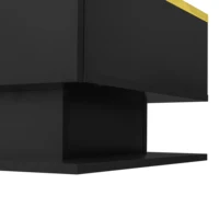 Table basse avec rangement, étagères ouvertes et LED 16 couleurs, robuste, pour le salon, verre trempé et panneaux noirs 6