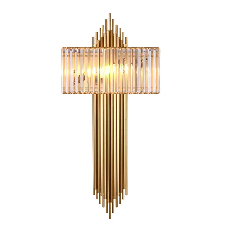 

Modern Gold Metal Clear Glass Wall lamp E14 LED Living room Restaurant Wall light Parlor Hotel room Loft Wall Sconce 110-240V