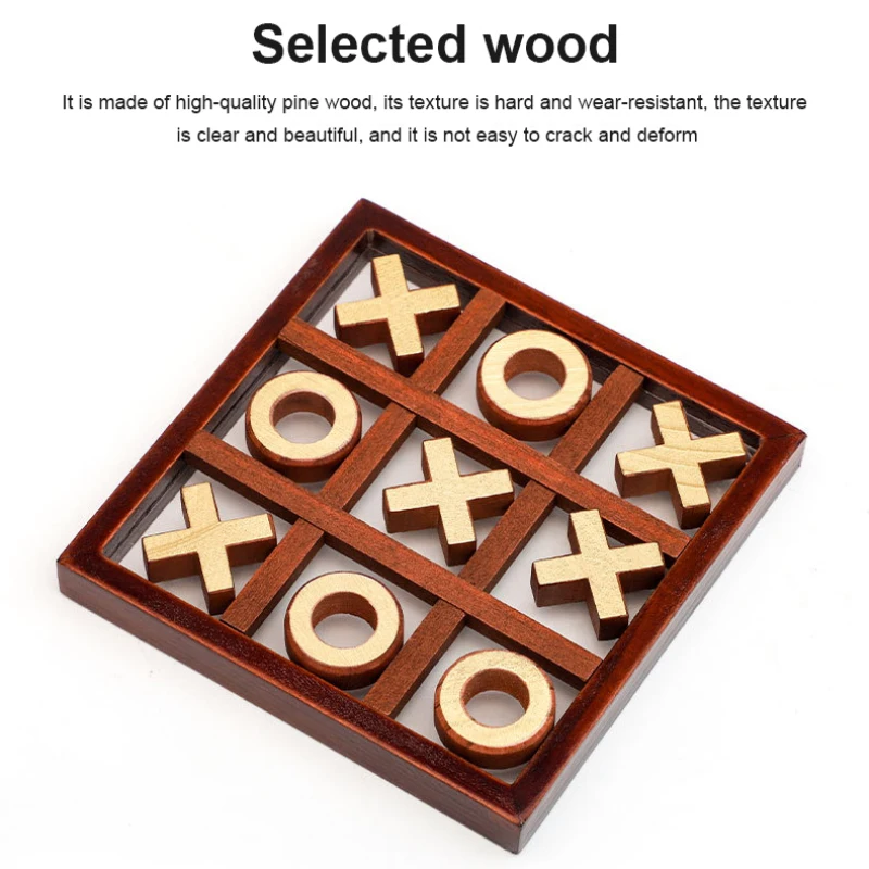 

Parent-Child Interaction Wooden Board Game XO Tic Tac Toe Chess Funny Developing Intelligent Educational Toy Puzzles