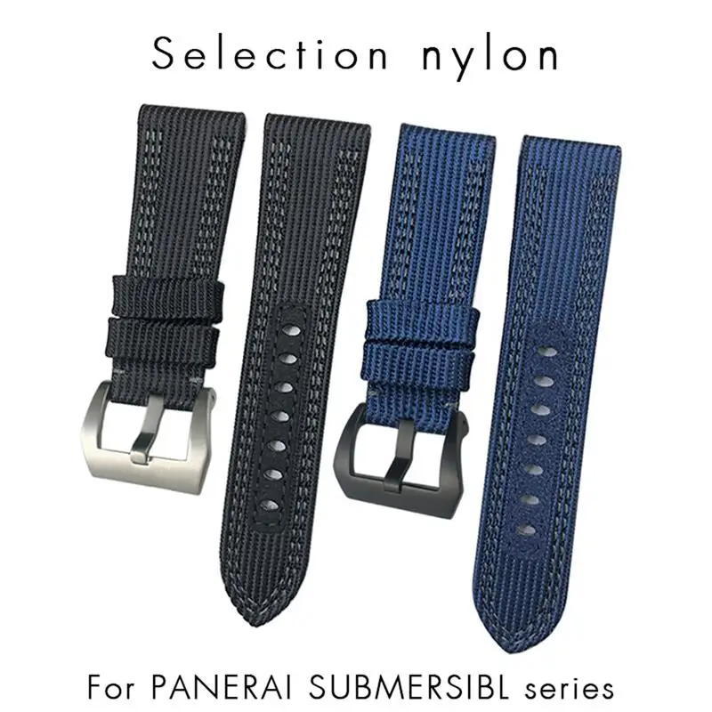 SCHIK For Panerai Submersible Luminor PAM Canvas Leather Sport watch Strap 24mm 26mm Nylon Fabric WatchBands Gift Tools