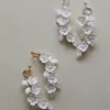 SLBRIDAL Handmade Ins Style Sparkling Crystal Rhinestones Porcelain Flower Pearls Bridal Wedding Earring Women Girls Earrings 5