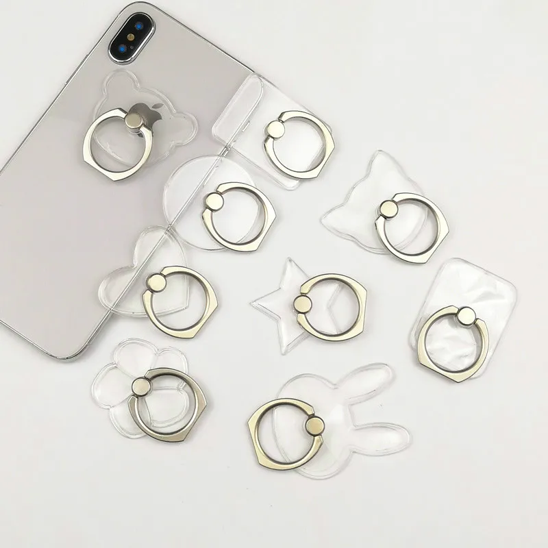

New 1PC Universal Stent Mobile Phone Holder Stand Finger Ring For cute Cell Smart Phone Transparent holder for iphone XS MAX 8