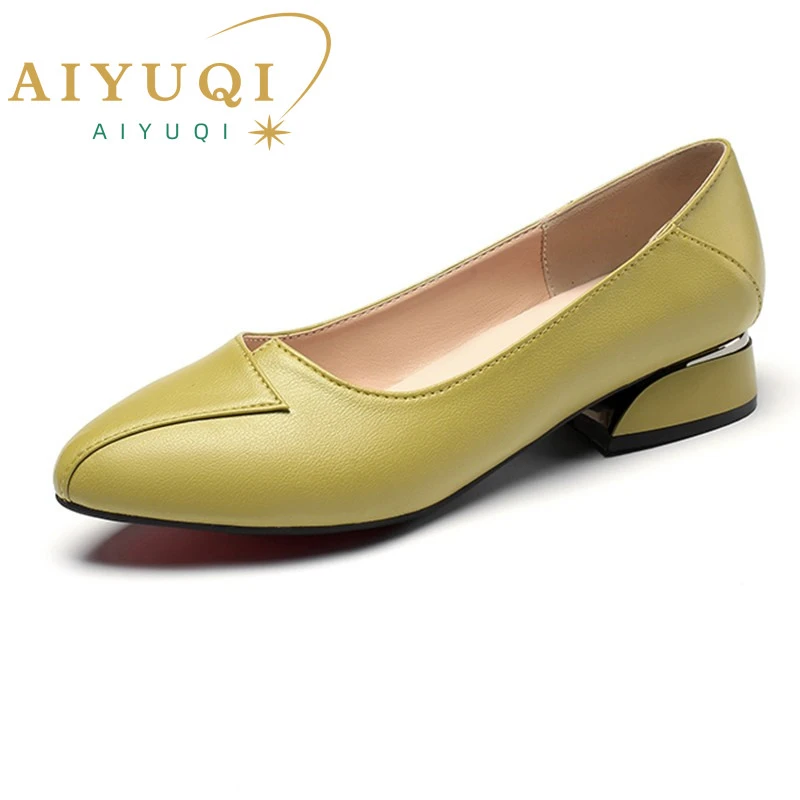 AIYUQI Women Formal Shoes Mid-heel 2022 New Women Spring Shoes Large Size 35-43 4 Colors Professional Office Shoes Women Classic Heels cheap