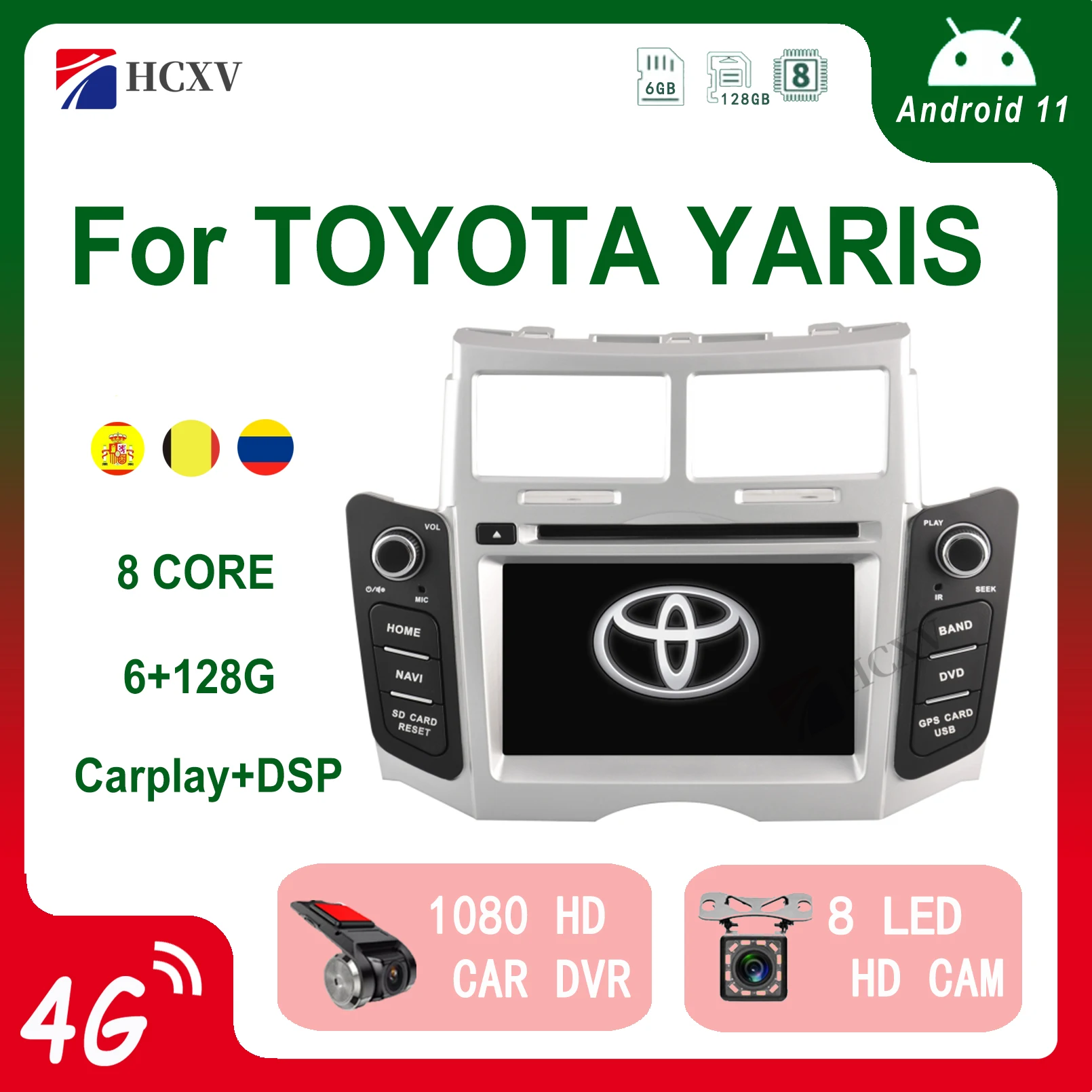 Hcxv Android Autoradio Stereo Per Toyota Yaris 2 Din Stereo Car Navigation Multimedia System Lettore Dvd Audio Gps Autoradio 4G