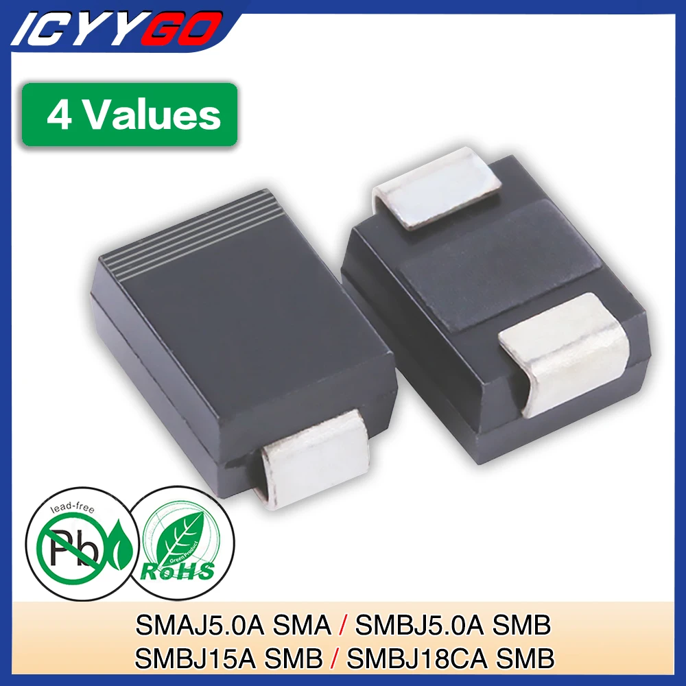 Diodi Tvs Smd A 4 Valori Smbj5.0A Smaj5.0A Smbj18Ca Smbj15A Sma Smb Diodi Soppressori Di Tensione Transitoria A Canale Unidirezionale
