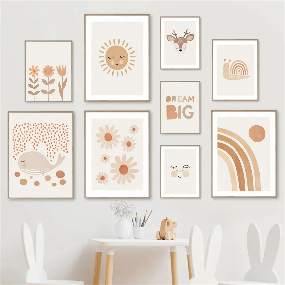 

Boho Wall Art Pictures, Rainbow, Sika, Whale, Canvas, Daisy Flowers, Nursery Quotes, Art Print, Kids Bedroom Decor