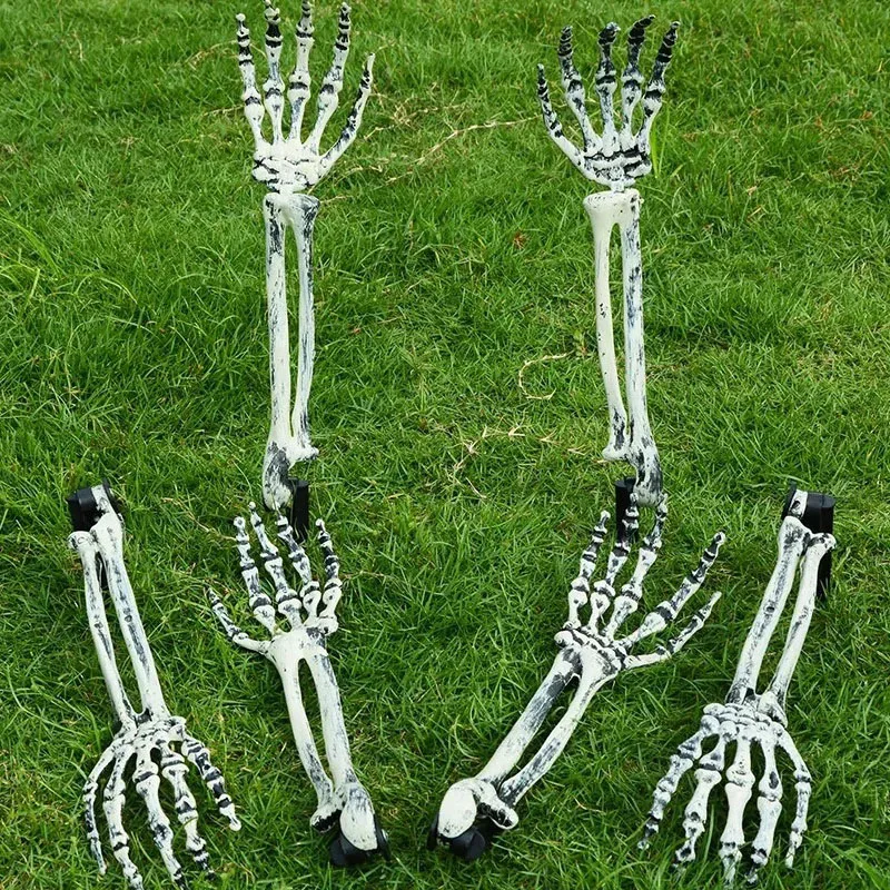 1-4PCS Halloween Imitation Hand Bone Skeleton Halloween Yard Floor Inserted Ghost Hand Bone Ghost Festival Dress Up Props