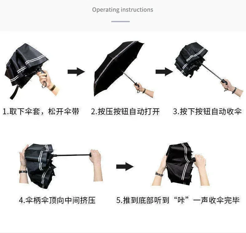 16K 16 Ribs 32 Bones Strong Windproof Automatic Sun Rain Folding Umbrella Vinyl Cover UV Protector Black Sunscreen for Women Men folding umbrella automatic umbrella sun umbrella