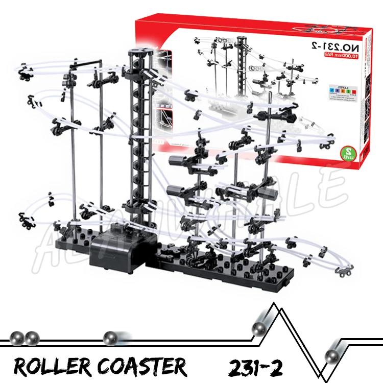 

1000cm Rail Level 2 Marble Run Race Roller Coaster Night Luminous Brick Building Toys STEM Learning Sets Rolling ball Sculpture