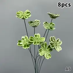 Four - Leaf Clover Eternal Ceramic Flowers - Symbol of Luck, Hope, Faith & Love Home Decor (A8)