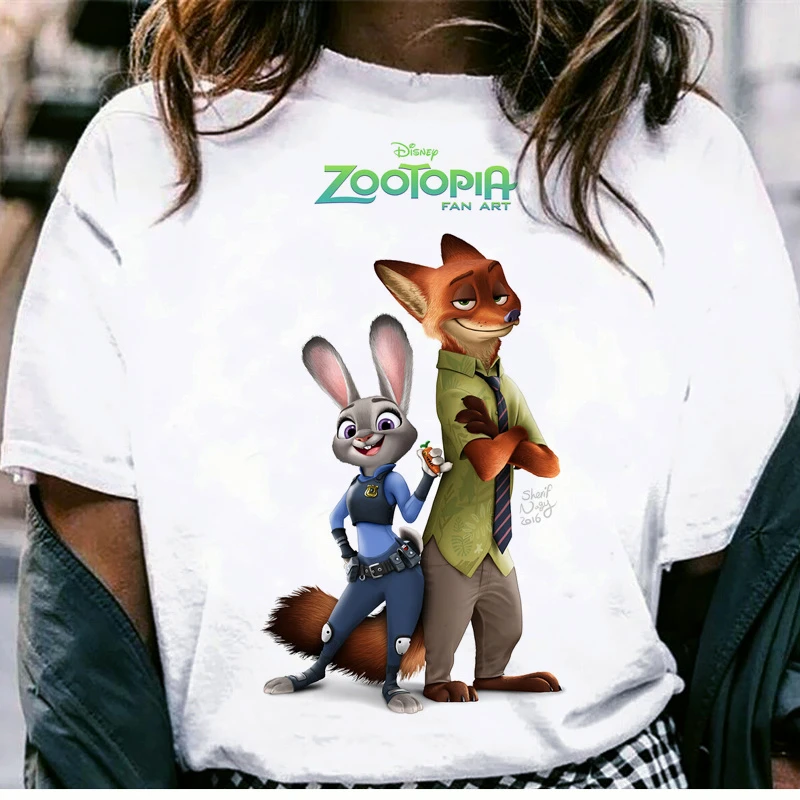 Kawaii Disney Cartoon Zootopia T Shirt Women Summer Tops Harajuku Graphic Tees Funny Unisex Korean Style T Shirt Female Aliexpress