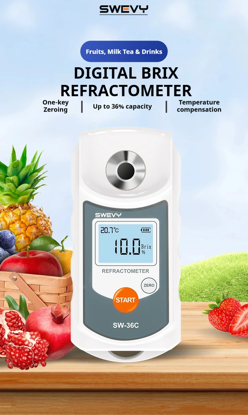 SWEVY SW36C LCD Digital Refraktometer Brix Meter Fruchtsaft Getränke ATC Zuckergehalt Messgerät 0-36% Saccharometer – Detail 1