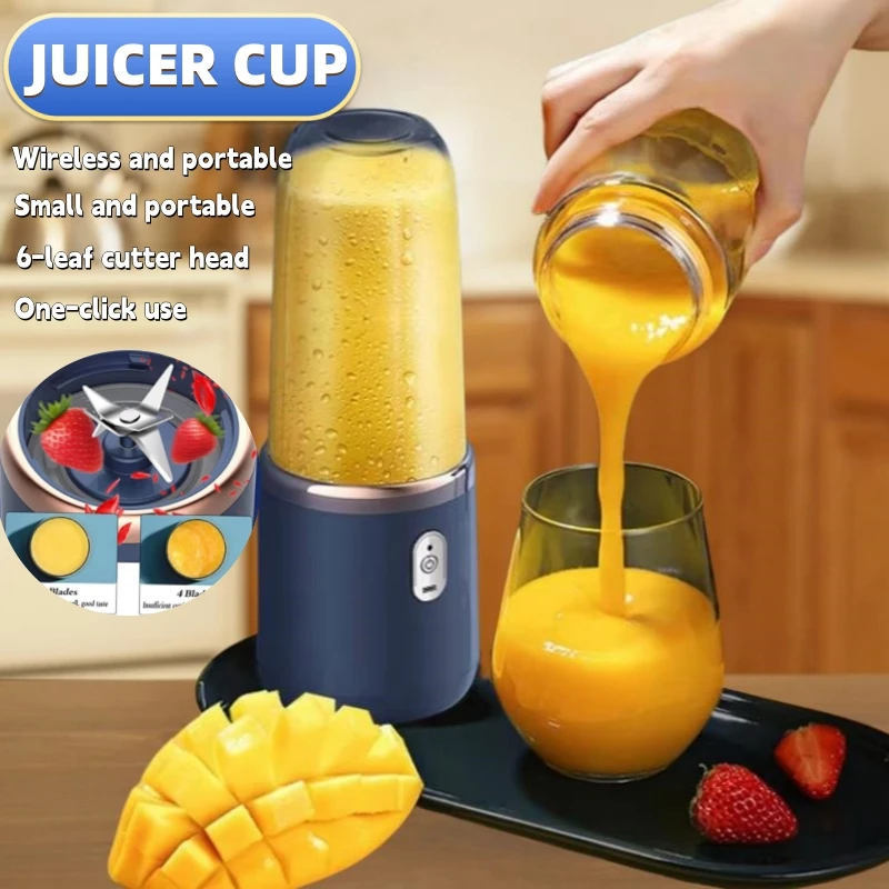 Multifunction Usb Portable Small Electric Juicer Stainless Steel Blade Cup Juicer Fruit Automatic Smoothie Blender Kitchen Tool