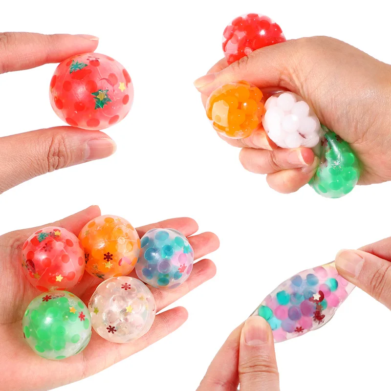 10/20Pcs Christmas Squeeze Ball Stocking Stuffers Kids Adult Anti-Anxiety Sensory Toy New Year Gift Birthday Party Pinata Filler