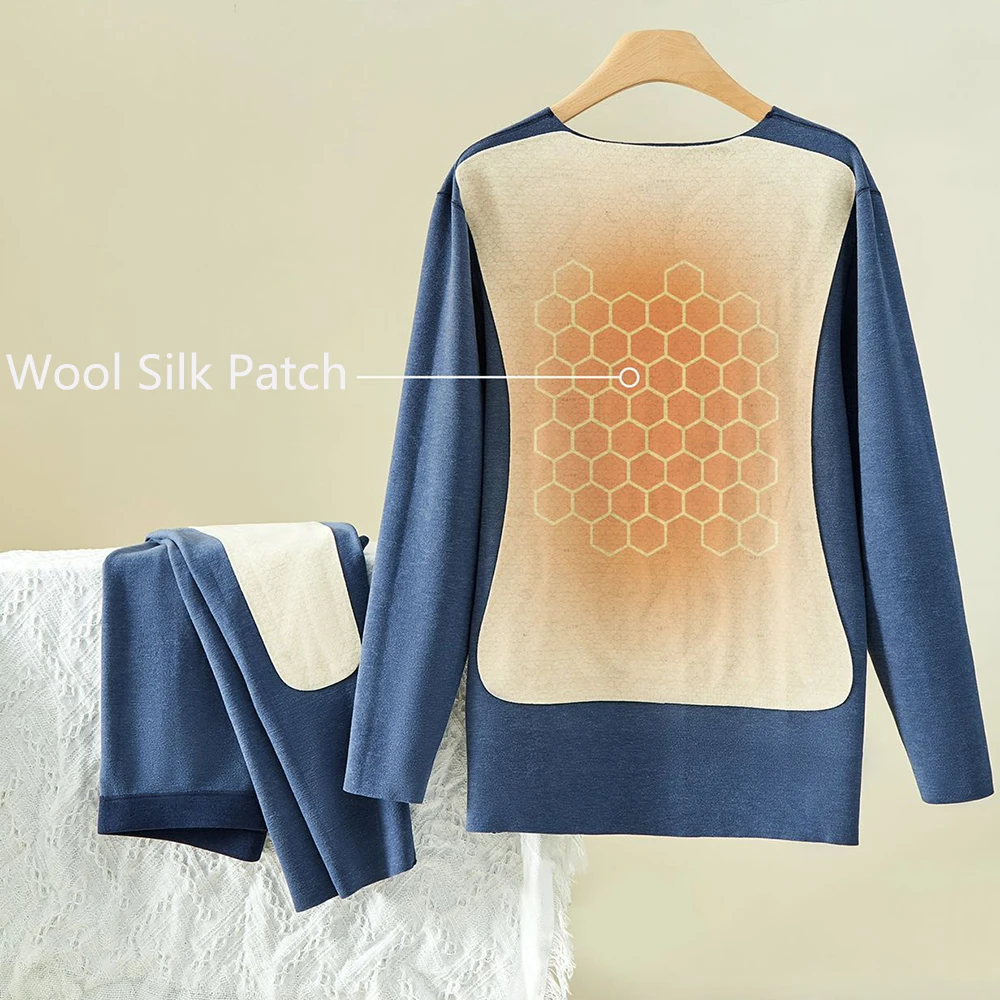 Thermal Underwear Sets Women's Thermal Underwear Winter New Upgraded Wool Silk Patch Thickened Lingerie Seamless Anti-static Thermal Pants