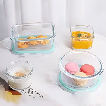 Boîtes à déjeuner en verre à haute teneur en Borosilicate, chauffage au micro-ondes, boîte à Bento scellée pour réfrigérateur et congélateur, bol à soupe de conservation fraîche 1