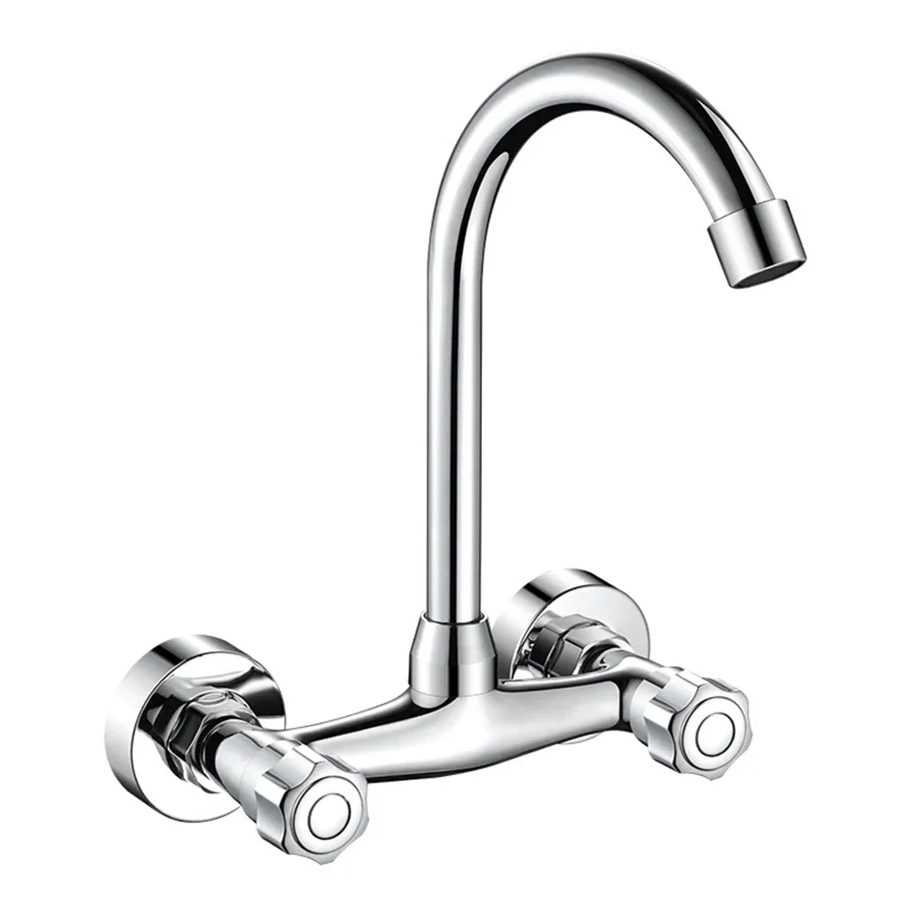Kitchen Faucet High Pressure Brass Kitchen Sink Faucet Mixer 360 Degree Swivel Double Hole Hot And Cold Mixing Valve Stopcock 2