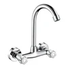 Kitchen Faucet High Pressure Brass Kitchen Sink Faucet Mixer 360 Degree Swivel Double Hole Hot And Cold Mixing Valve Stopcock 2