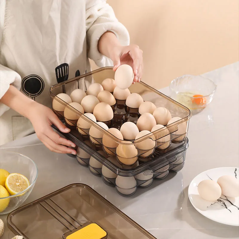 

24 Grid Egg Storage Box Anti-collision Egg Container Egg Drawer With Lid Kitchenr Refrigerator Organizer Food Fresh Keeping