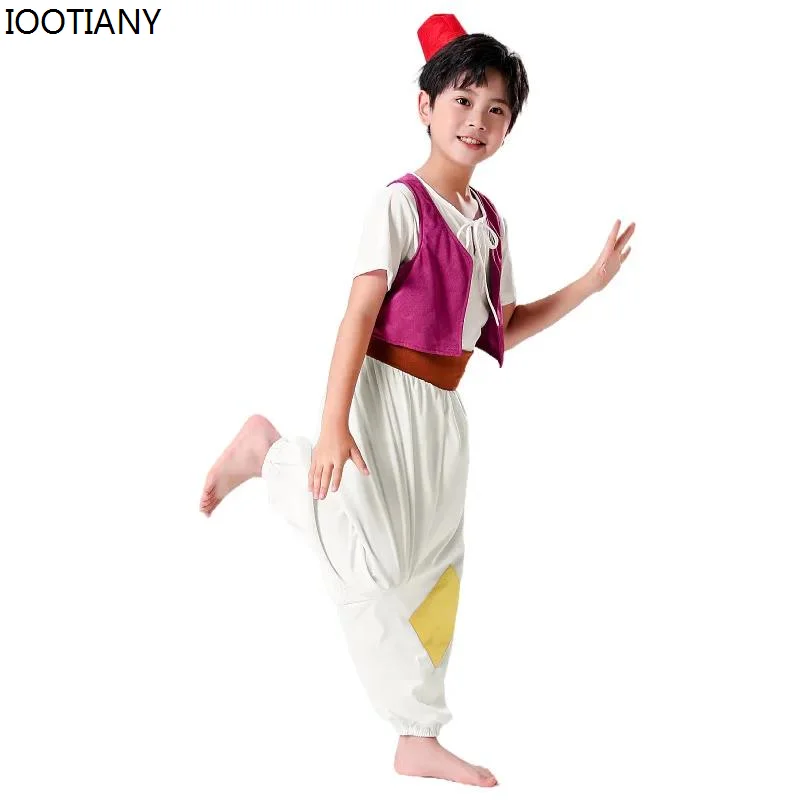 New Storybook Anime Cartoon Arab Prince Cosplay Outfits Kids Halloween Aladdin Costume Carnival Party Stage Performance Clothing