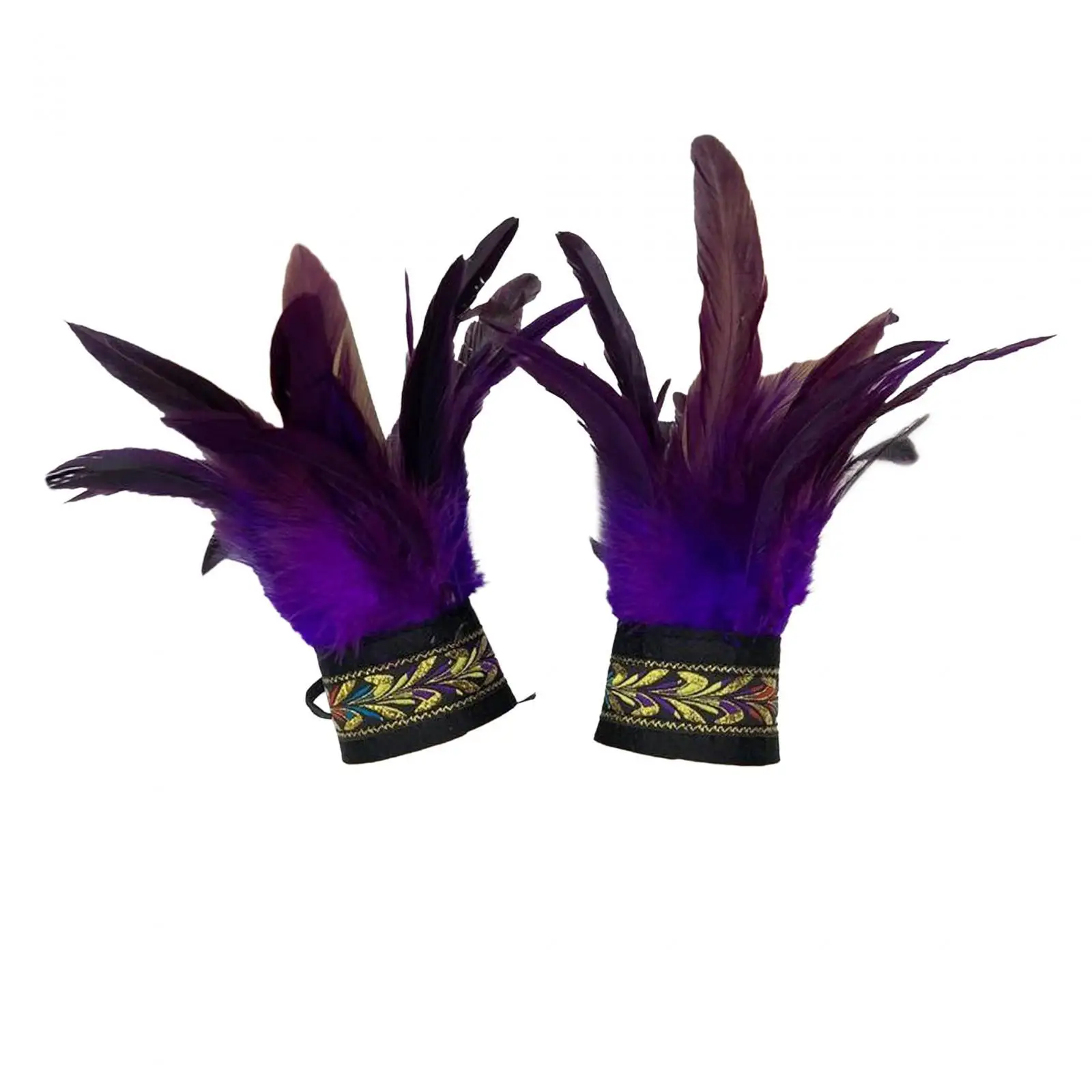 

Wrist Cuffs Steampunk Gothic Ladies and Girls Faux Feather Sleeves 1 Pair for Evening Carnival Showgirl Brazil Latin Dance Wear