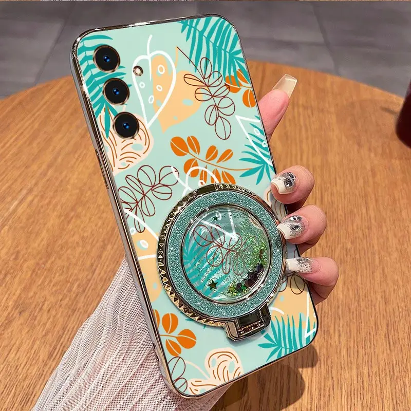 Elegant Leaf Design Plating Phone Case Cover
