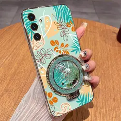Elegant Leaf Design Plating Phone Case Cover - Galaxy A7(2018) (Green)