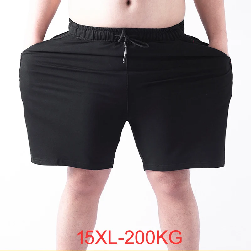 

200KG Men Big Shorts Plus Size 14XL 15XL Summer Large Stretch Casual Loose Large Size 58 60 62 Black Shorts