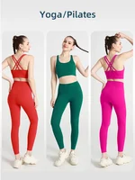 Été nouveau 2 pièces vêtements de Yoga survêtement pour femmes athlétique dos croisé haut de Yoga en Nylon femmes soutien-gorge de sport Leggings Pilates Fitness 5