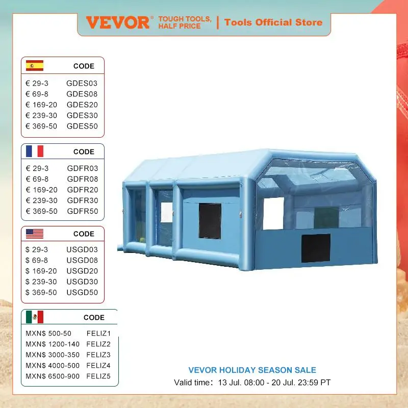 

VEVOR надувная покрасочная камера, надувная покрасочная камера с мощными воздуходувками и системой воздушного фильтра, портативная Автомобильная покрасочная камера