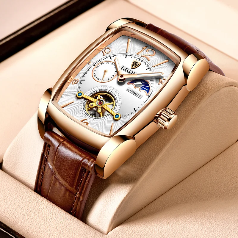 Alina Gadgets Lige New Man Watch Automatic Mechanical Watches For Men Business Sport Wristwatch Luminous Waterproof Leather Belt Clock Male, Alina Gadgets