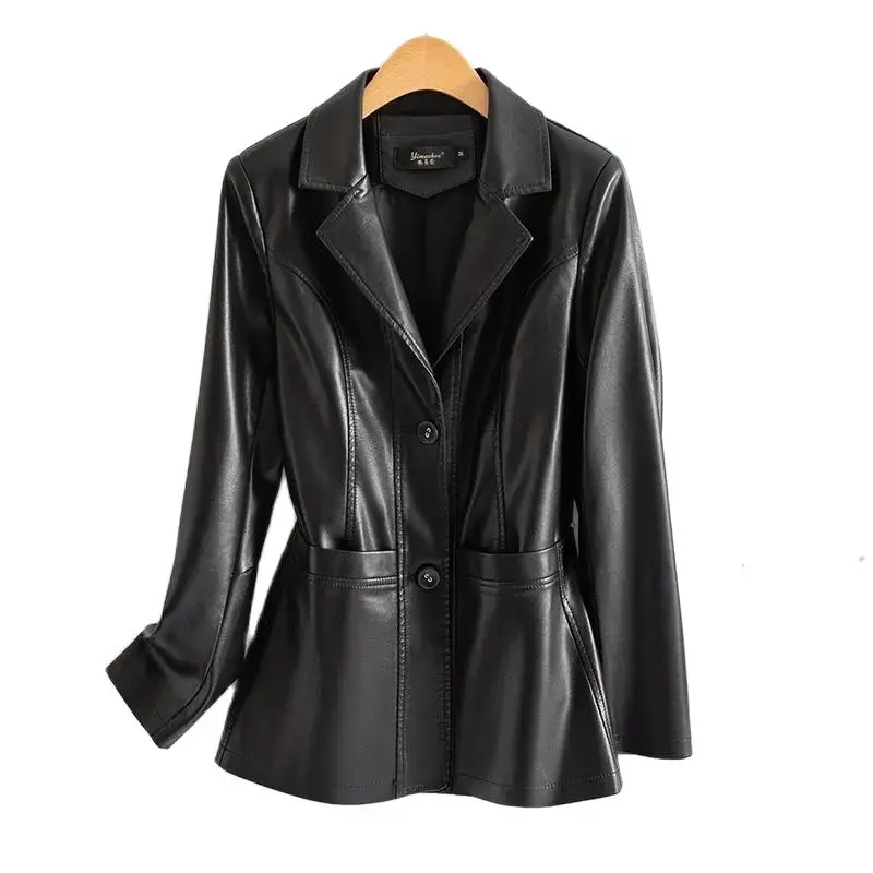 2024-spring-autumn-sheepskin-jacket-women-suit-coat-slim-single-breasted-casual-tops-lady-small-outerwear-leather-blazer-coats