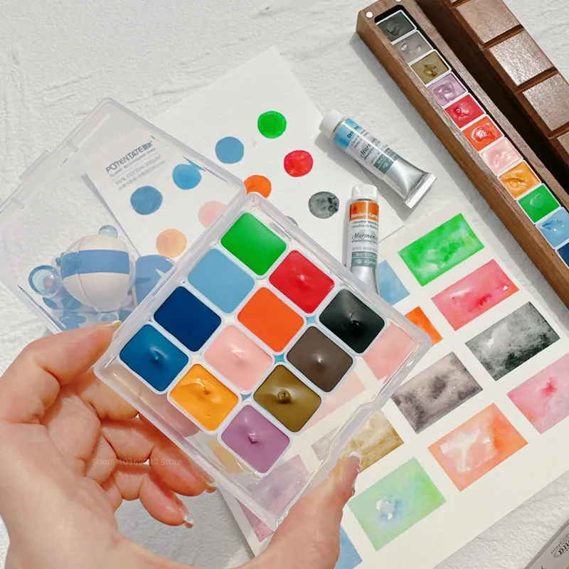 日本画材 日本国産 縄ヶ原 新層化カラー 12色 沈降色 水彩絵の具 サブ