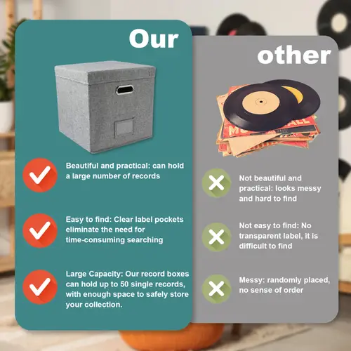 13 Inch Foldable Organizer Large Capacity Vinyl Record Storage Box with Lid Cotton Linen Home Closet Multi-functional Organizer - Image 3