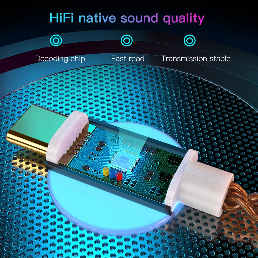 Keysion-amplificador de Ouvido Hifi Dac Usb tipo c para 35 mm Adaptador de Áudio 32bit 384khz Decodificador Digital Conversor Aux - Image 5