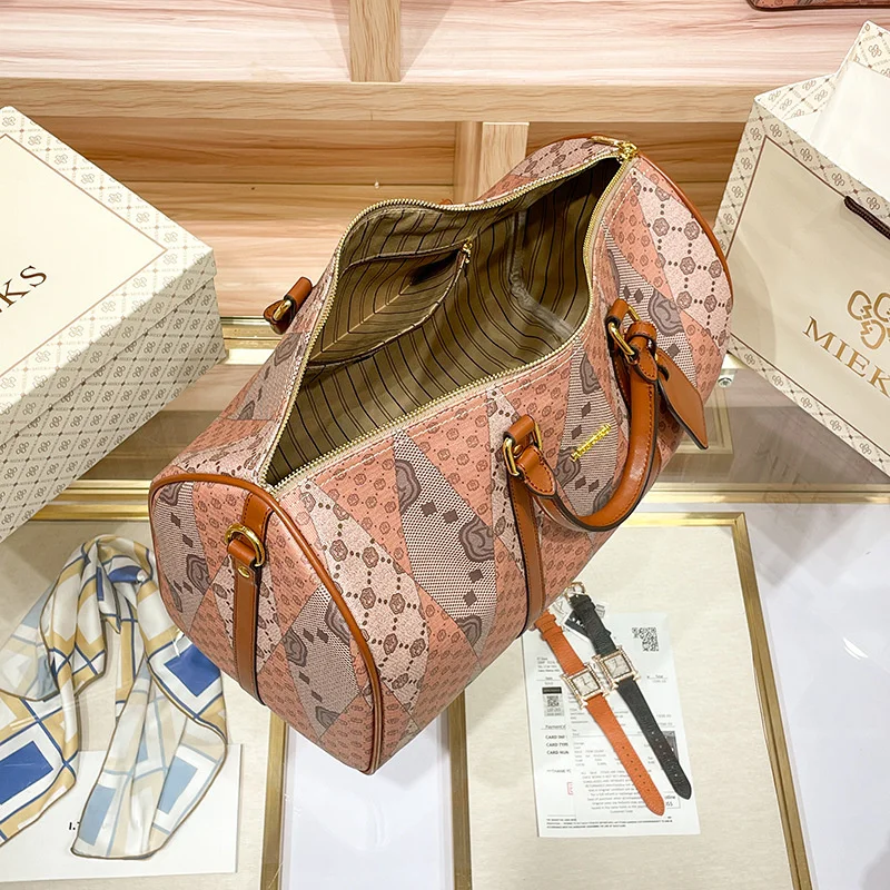 VM FASHION KISS Split Leather Printed Travel Bags Carry On Luggage