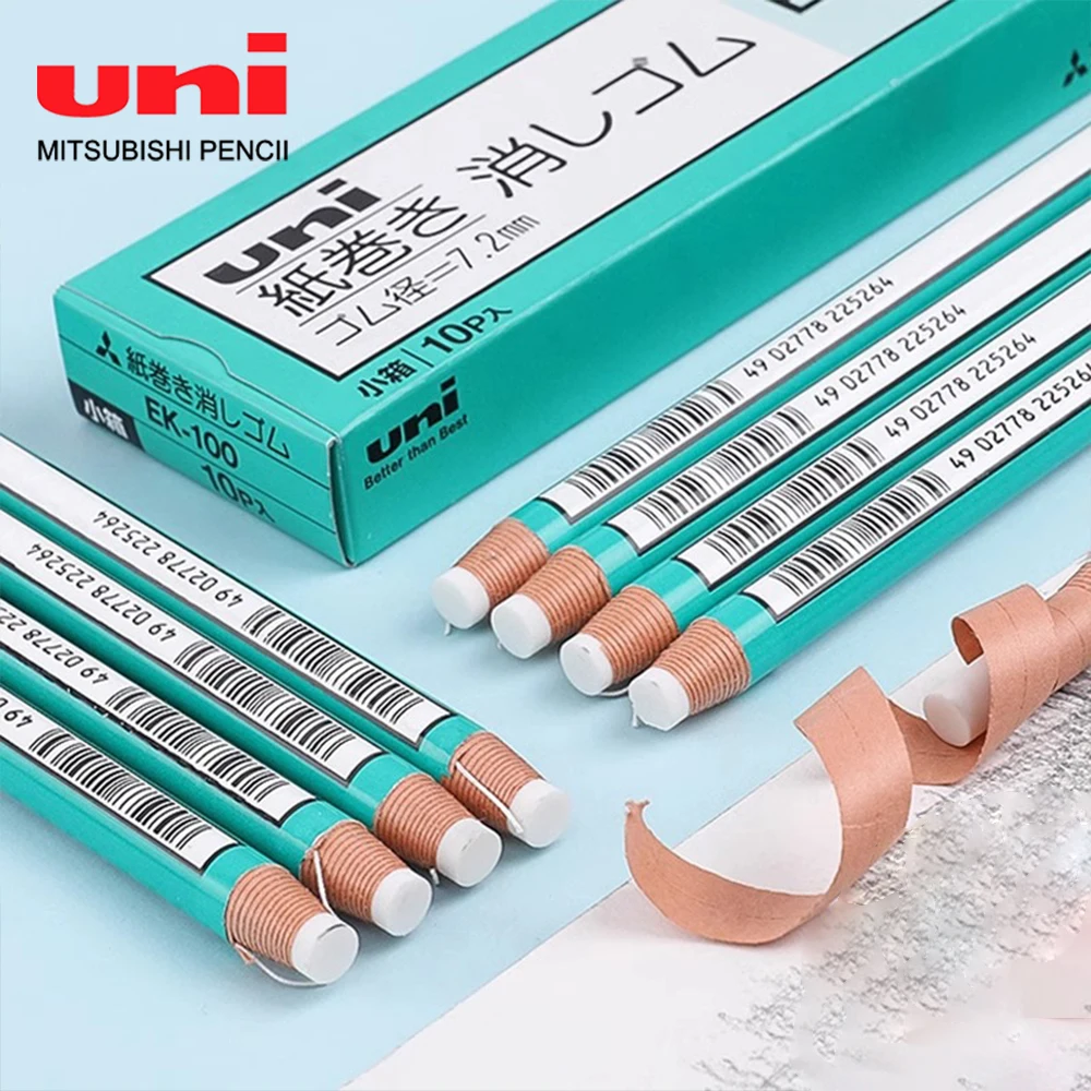 3/5/10pcs Japan UNI Eraser Pen Style Hand Tear Roll Paper Pencil Eraser Clean Painting Sketch Highlight EK-100 4B Art Supplies 6