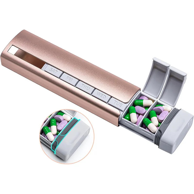 Premium Aluminum 7-Day Pill Organizer - Durable & Portable Medication Holder